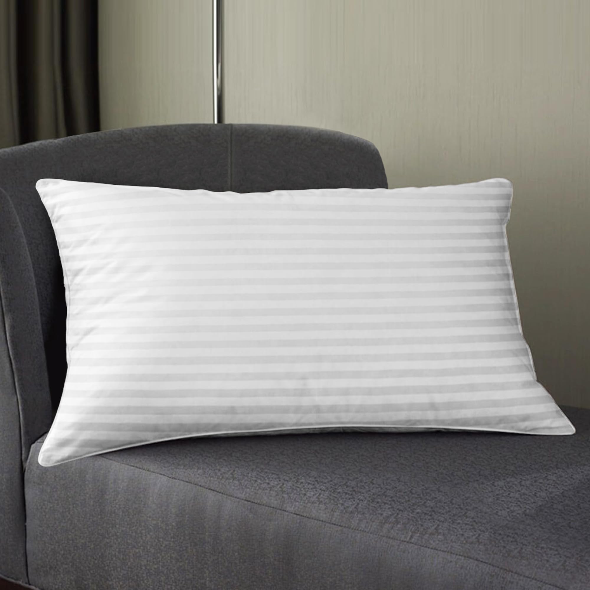 Story@Home White Pillow Set - Satin Stripes Comfort -6
