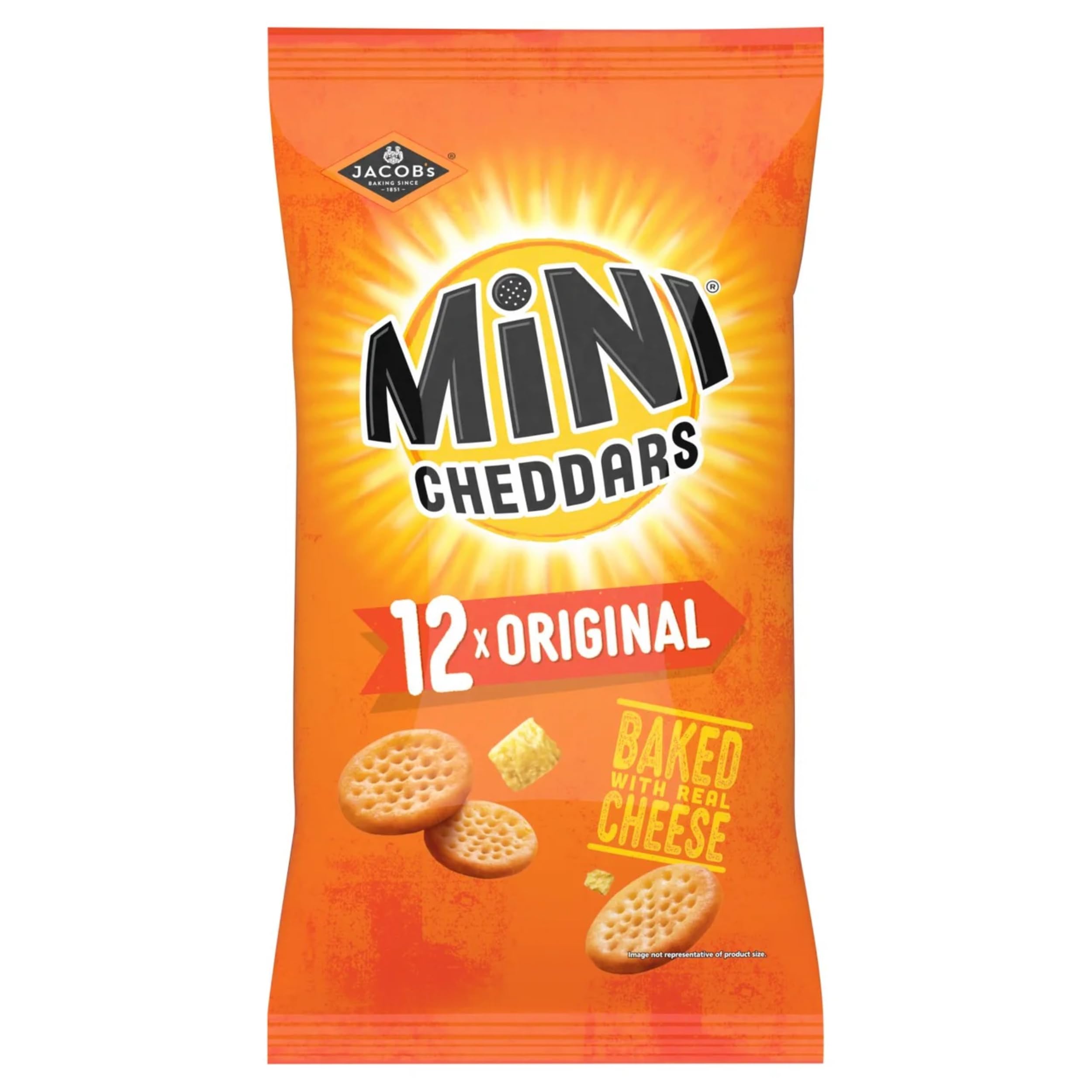 JACOB'S Mini Cheddars Original Crisp Multipack, Baked with Real Cheese, 12 x 23 g Bags Per Pack (Pack of 1)