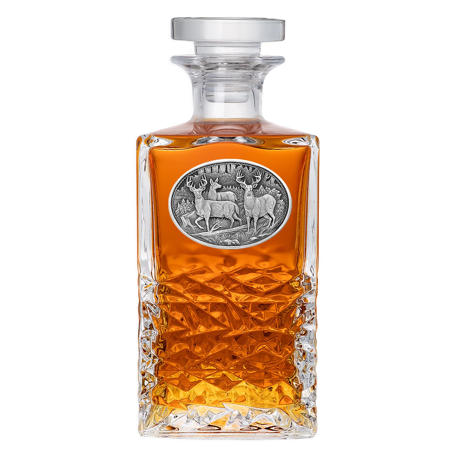 Heritage Pewter Whitetail Heritage Decanter | 25 OZ Liquor Pourer | Expertly Crafted Pewter Glass