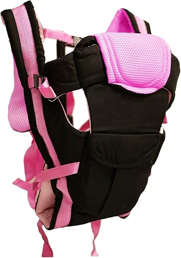 GTC Adjustable 4-in-1 Baby Carrier Front Carry Bag with Head Support and Buckle Straps with Waist Belt (Chocolate Pink)