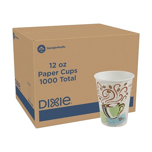 Georgia-Pacific Dixie PerfecTouch 12 oz Paper Coffee Cups By GP PRO, Coffee Haze Design, 1000 Count (50 Disposable Cups Per Pack, 20 Packs Per Case), 5342CD | 1,000 count, 50 per pack, 20 packs per case, Haze design