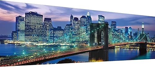 YALKIN Kits de pintura de diamantes grandes 5D para adultos (35.43 x 11.8 pulgadas), taladro redondo completo, arroyo, puente, imágenes, arte,