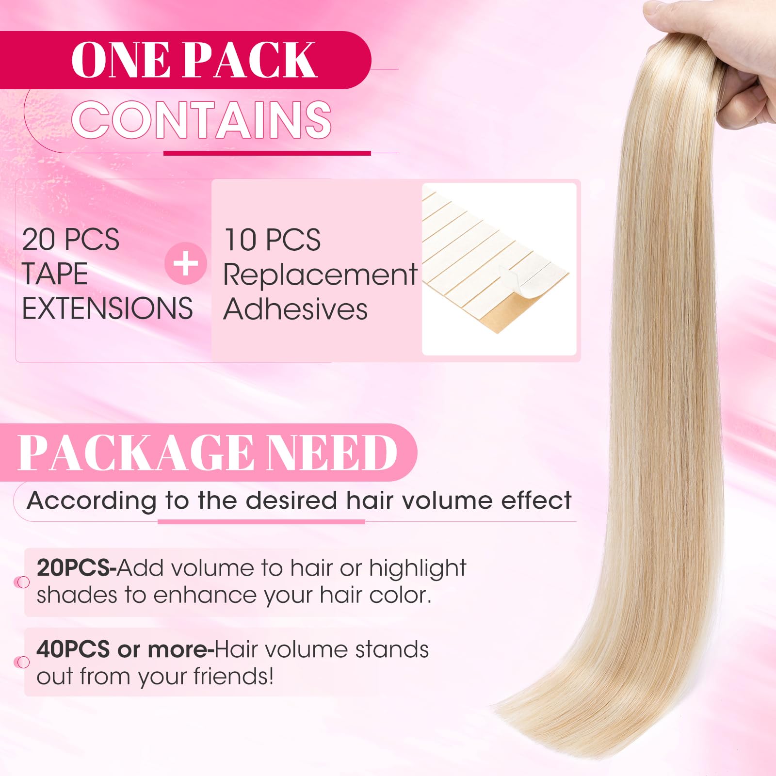 MY-LADY Seamless Invisible Tape Hair Extensions - Image 4