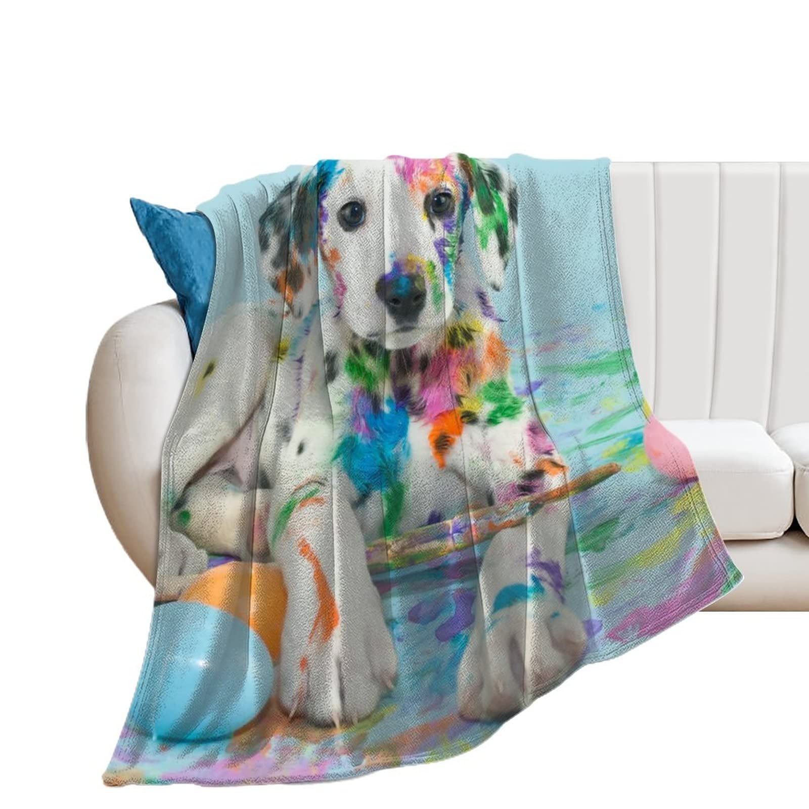 Couverture polaire chien dalmatien en flanelle chaude jeté de canapé 150x200cm