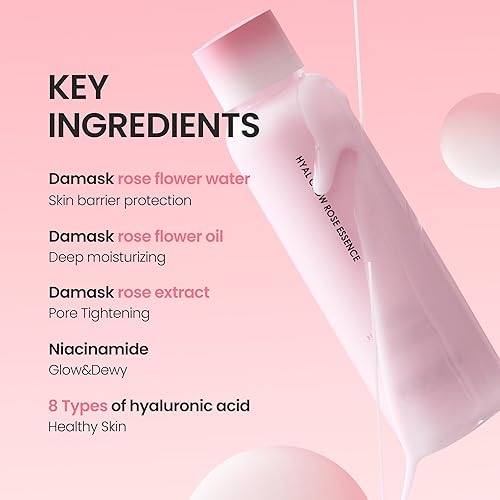 Miniatura 6 de DERMALOGY by Neogen Hyal Glow Rose Essence - Esencia hidratante con 74% de agua de rosas de damasco y aceite y extracto de flores de 5.41 onzas