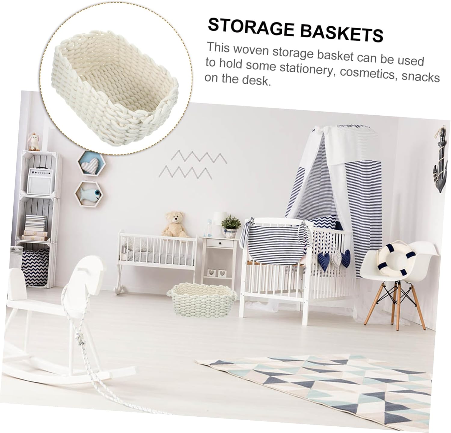 Cotton Rope Woven Baskets Garbage Storage Colors Home Organization Bin
