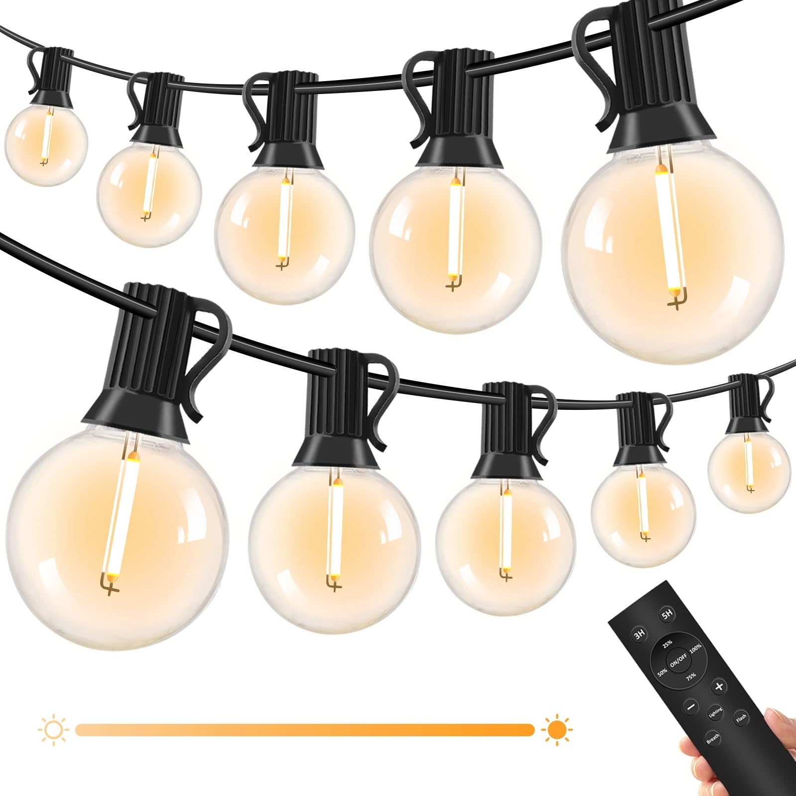 Catena Luminosa Esterno - 20m 30+2 Led Lampadine Luci da Esterno Giardino Dimmerabile con Telecomando Lucine da Esterno Catene Luminose Esterni Decorative per Jardin (20M 30+2 con Telecomando)