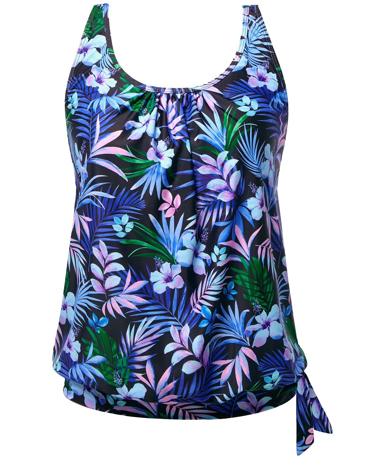 Yonique Womens Blouson Tankini Swim Top Loose Fit Strappy Bathing Suit