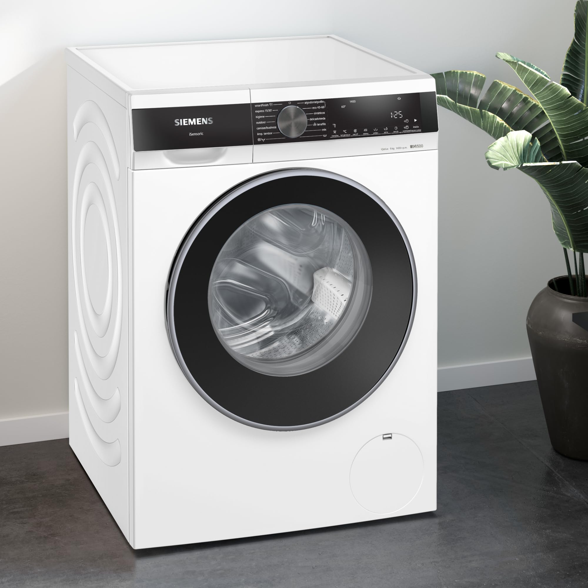 Siemens - Lavadora de carga frontal, 9 kg, 1400 r.p.m, antiManchas, Motor iQdrive, Blanco, WG44G2ZAES