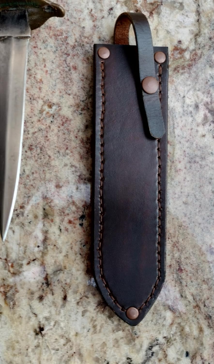 WW1 WW2 Trench Brass 1918 Knife Leather Sheath (Brown, Left Cross Draw)