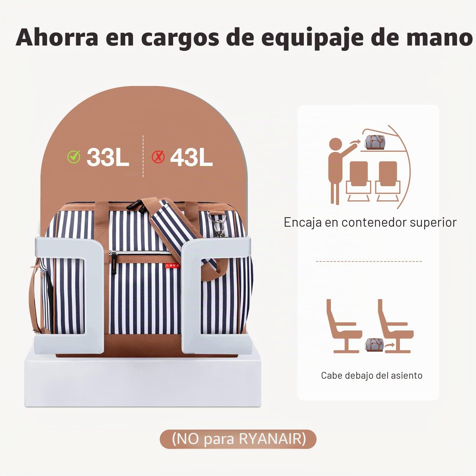 Lekesky Bolsa de Viaje Weekender Señoras, Bolsa de Deporte con Compartimento para Zapatos, Diseño de Gran Apertura para Viajes Cortos, Avión, Hospital, Playa