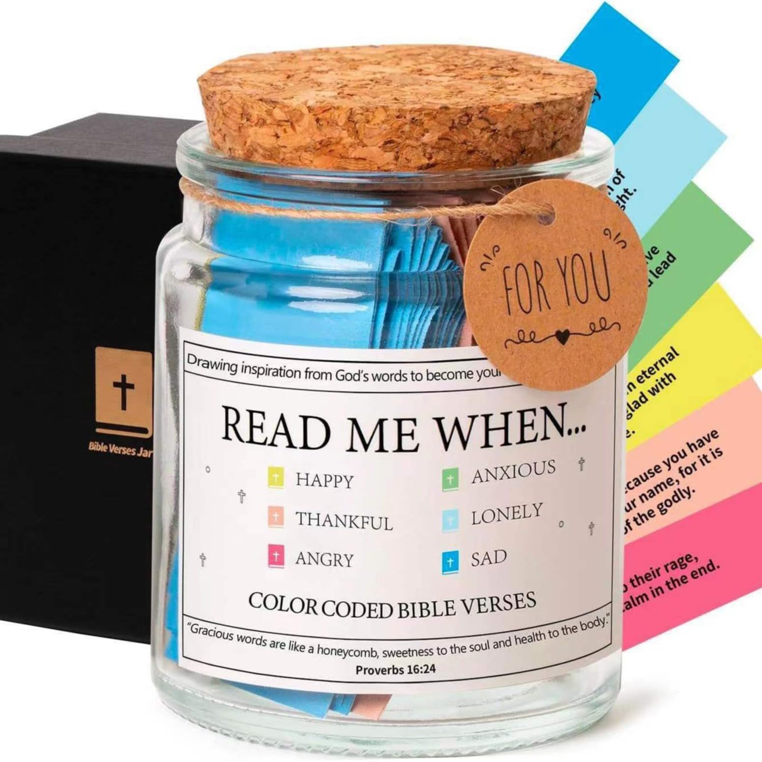 LAEYIAP Bible Verse Jar, Christian Gifts For Women,Scripture Prayer Cards Hope Jar,Prayer Jar,Christian Gifts For Mom, Christmas Gifts For Women (A)