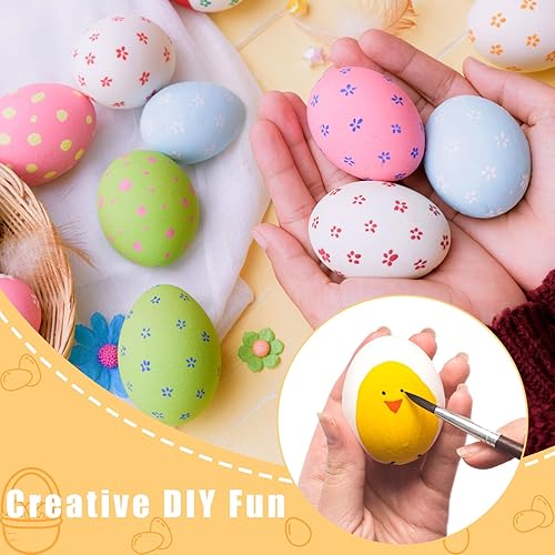 Miniatura 4 de Huevos de Pascua de madera de SallyFashion, huevos falsos, 9 piezas, color blanco