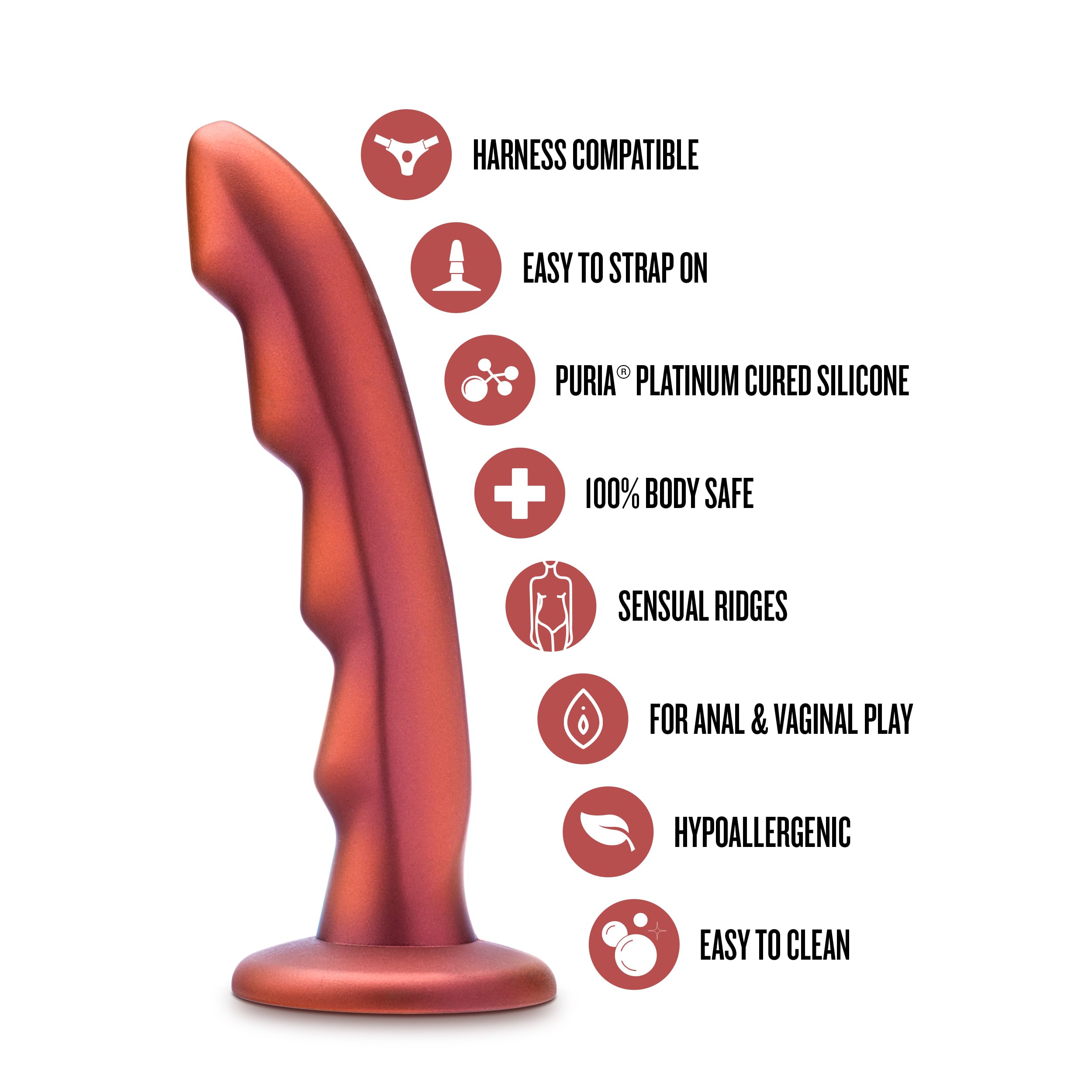 Blush Temptasia Jealousy Peg - 7 Inch Pegging Dildo .25" Wide - Harness & Strap On Compatible - Designed for G-Spot P-Spot BDSM & Role Play - Platinum Cured Silicone G-spot Adult Sex Toy - Red Rouge