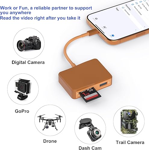 Miniatura 4 de Lector de tarjetas SD, adaptador de tarjeta USB-C y USB 5 en 1 con SD/MicroSD/MS y puertos USB-A duales lector de tarjetas de memoria para iPhone