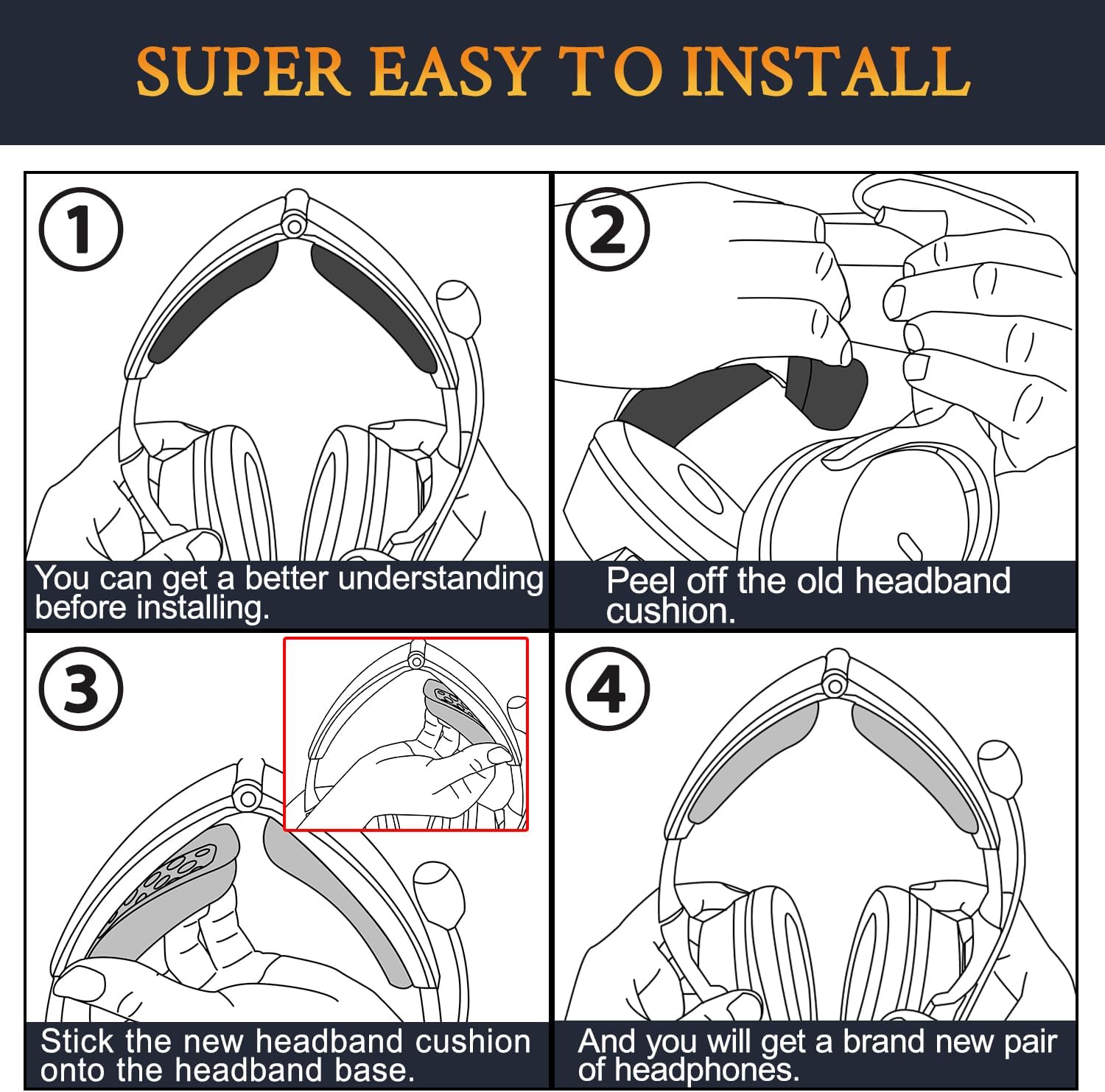 SOULWIT Replacement Kit for Bose A30 Aviation Headset, Soft Protein Leather Earpad Cushions + Headband + Scrims + Microphone Foam Covers - Black