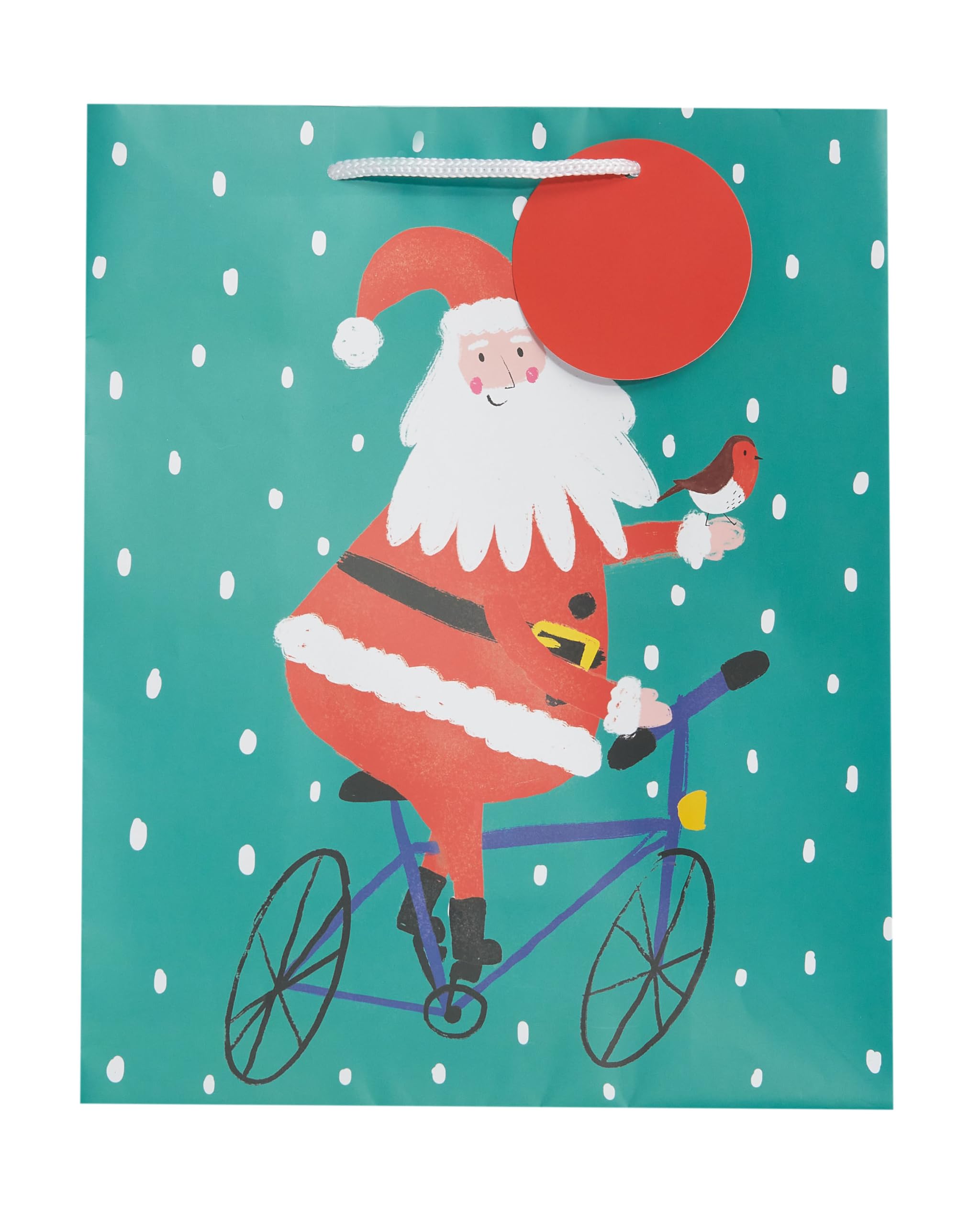 UK Greetings Multipack of 6 Large Gift Bags for Him/Her/Friend, For Christmas, Santa & Bike Design, Large Santa & Bike - Image 2