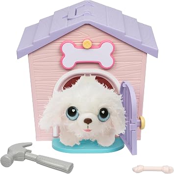 Little Live Pets My Puppys Home Mini Playset, Pink, Play Dog with Building Dog House Toys, Customizable Puppy Plush Toy for Kids of Ages 5+