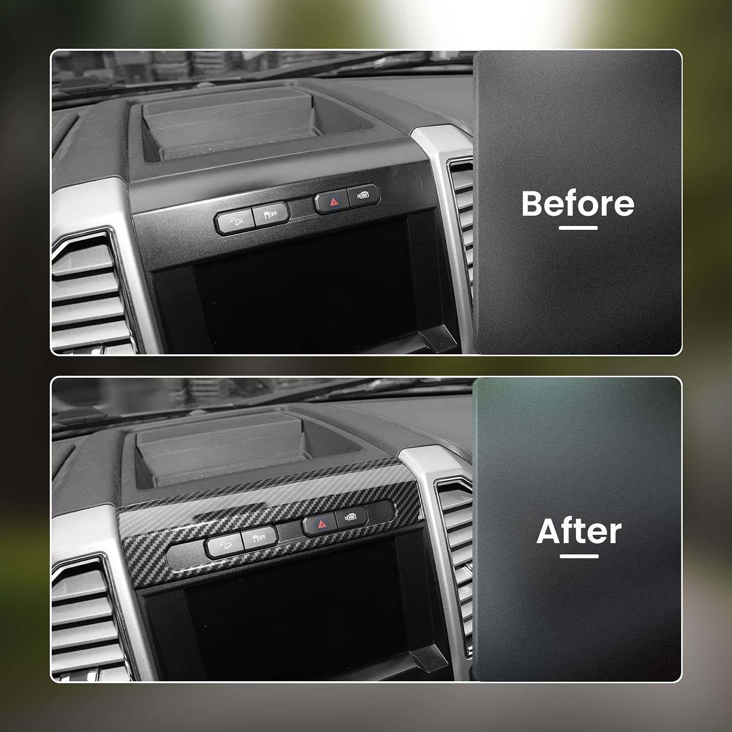 Voodonala do F150 awaryjny przełącznik llight Trim panel dekoracyjny pasuje do 2015 2016 2017 Ford F150 (ziarno włókna węglowego)