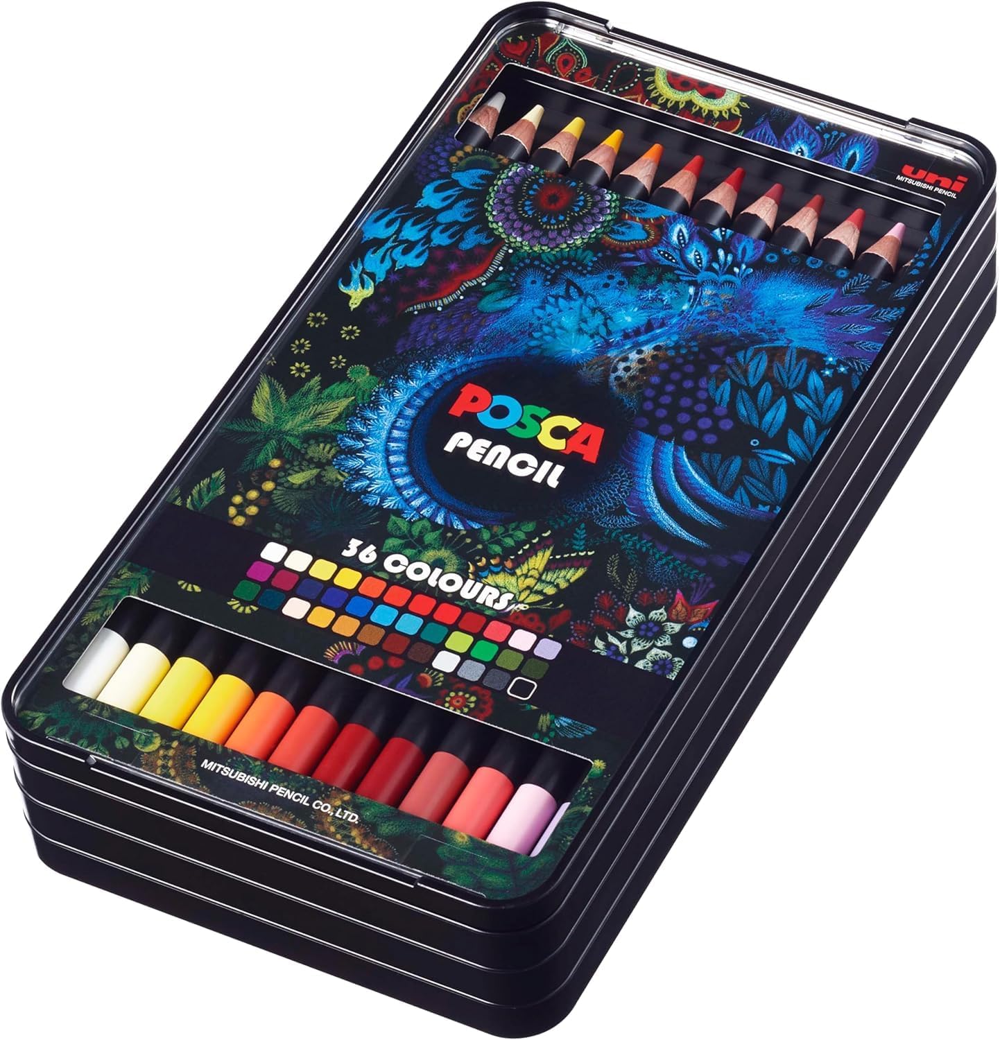 Uni-Ball Posca Oil Pencil Case 36 Colours, Multicoloured, Regular