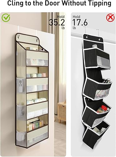 Miniatura 2 de Yecaye Organizador colgante sobre la puerta, 1 paquete, 35.2 libras de carga de juguetes de peluche, organizadores de baño a prueba de columpios y