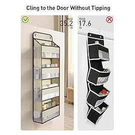 Yecaye Hanging Over the Door Organizer 1 Pack, 35.2lbs Load Toy Stuffed Animal Storage, Swing-proof Bathroom Organizers and Storage for Nursery Newborn Baby Essential Stuff Beige