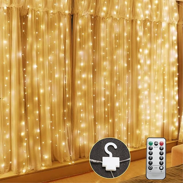 COOLKID Curtain Fairy Lights, LED Window String Light with 16 Colors, 3m x 2m Copper Wire Connectable Waterproof Lights for Indoor Outdoor Bedroom Wedding Party Gazebo Garden Backdrops