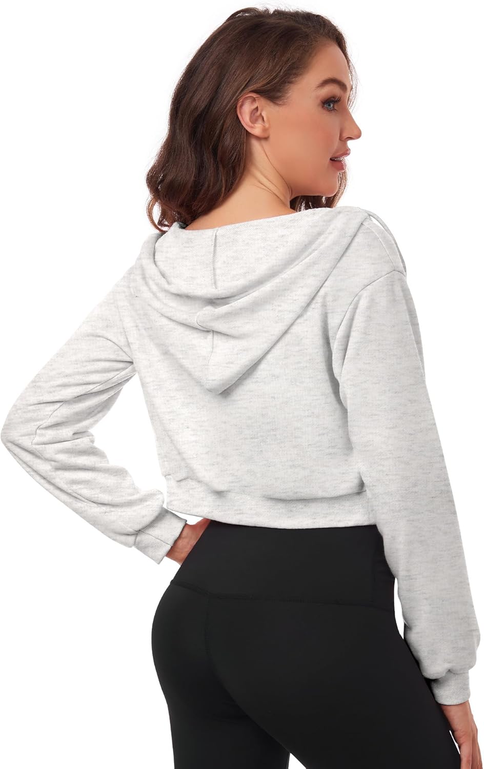 FKEEP Cropped Zip Up Hoodie Women Jacket Top Sweatshirt Casual Basic Gym Workout Sport - Image 5