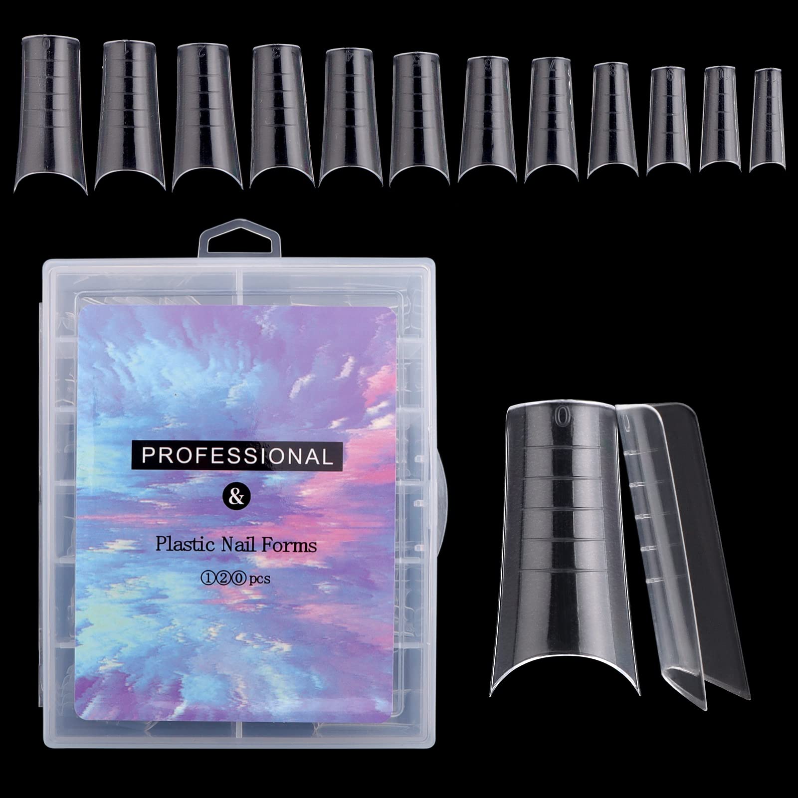 EBANKU Clear Dual Nail Forms System 120PCS Full Cover UV Gel Acrylic Nail Art Mold Coffin Nail Mold Tips Nail Extension Quick Building Tools for Nail Art Salon Nails Design (A)