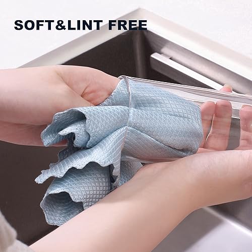 Vista 13 de JOYMOOP Paquete de 18 paños de limpieza de microfibra, toallas de cocina para lavar platos, paños absorbentes sin manchas sin pelusa para limpieza