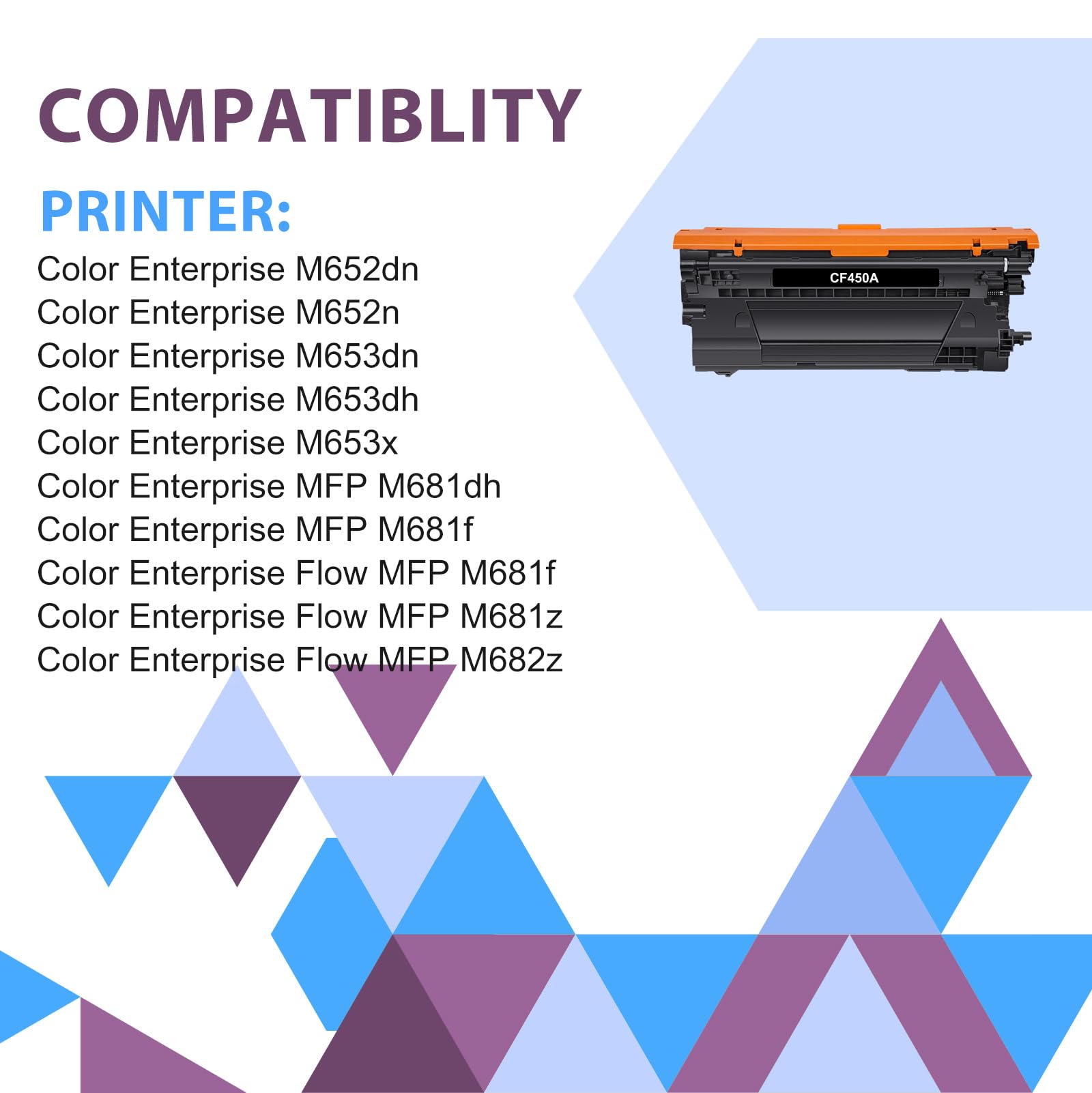 655A Toner Cartridge 4 Pack Compatible Toner Cartridge Replacement for HP 655A CF450A CF451A CF452A CF453A Works for Color Enterprise M652n M652dn M653dn M653x M653dh MFP M681dh M681f M682z