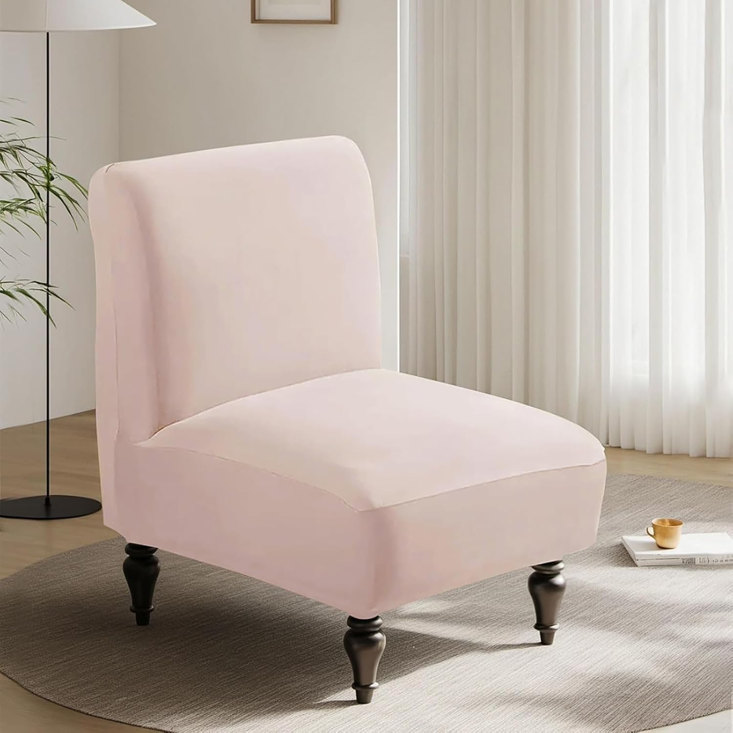 Armless Chair Covers, Waterproof and Splash-Proof, Elastic Sofa Covers, Suitable for Living Rooms, Dining Rooms, and Hotels(Pink,2pcs)