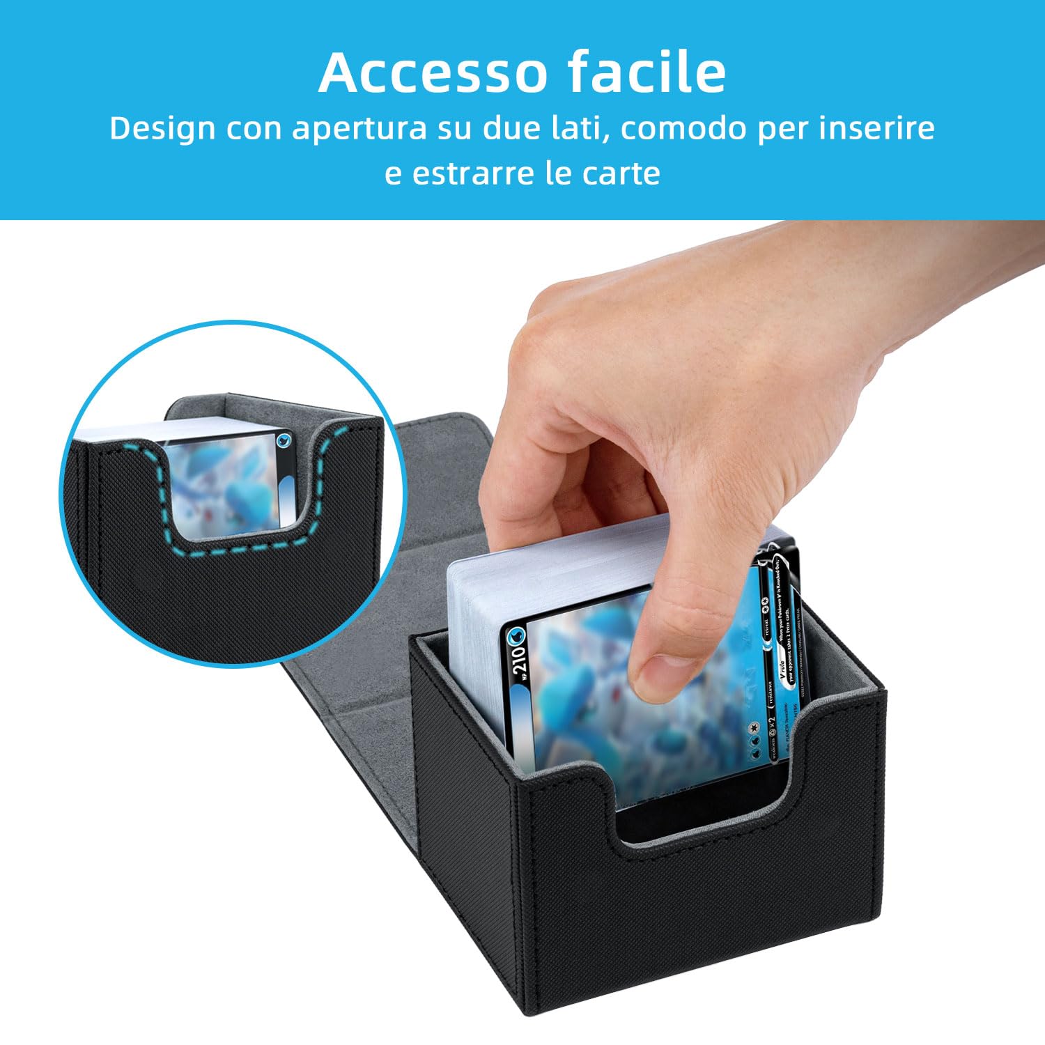 Scatola Portacarte Tolesum Da 2400+ Carte Con 12 Divisori E 8 Supporti – Espositore Per Commander MTG, Chiusura Magnetica, Colore Nero