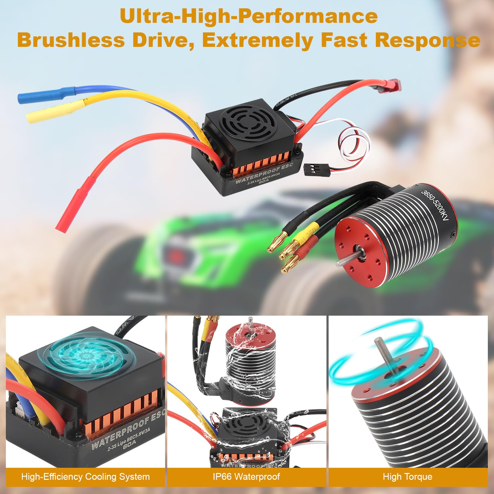 Set combinato ESC motore brushless anti acqua 5200KV 60A per aggiornamento camion auto 1 10 1 12 1 16 RC