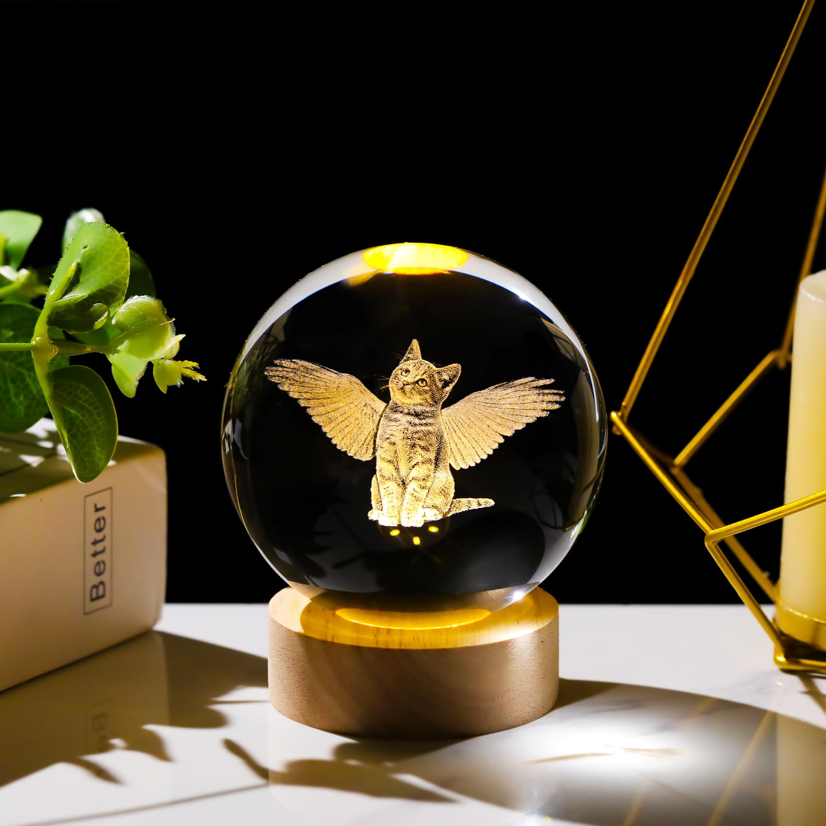 Aazon.co: YWHL 3D Crystal Cat and Butterfly Figurines Ball with... Aazon.co: YWHL 3D Crystal Cat and Butterfly Figurines Ball with...
