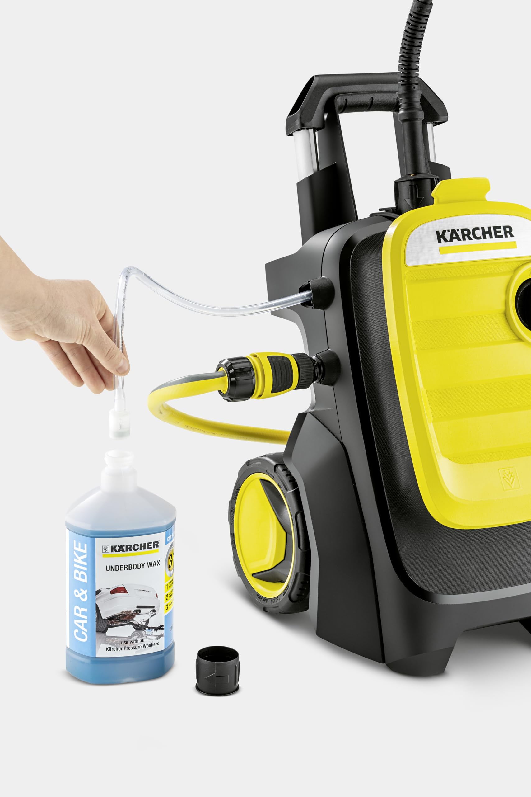 Kärcher K 5 Compact myjka ciśnieniowa, ciśnienie: 145 bar, wydajność: 500 l/h, wydajność powierzchniowa: 40 m²/h, filtr, waga: 12 kg, wąż i pistolet, dysza rotacyjna, lanca Vario Power