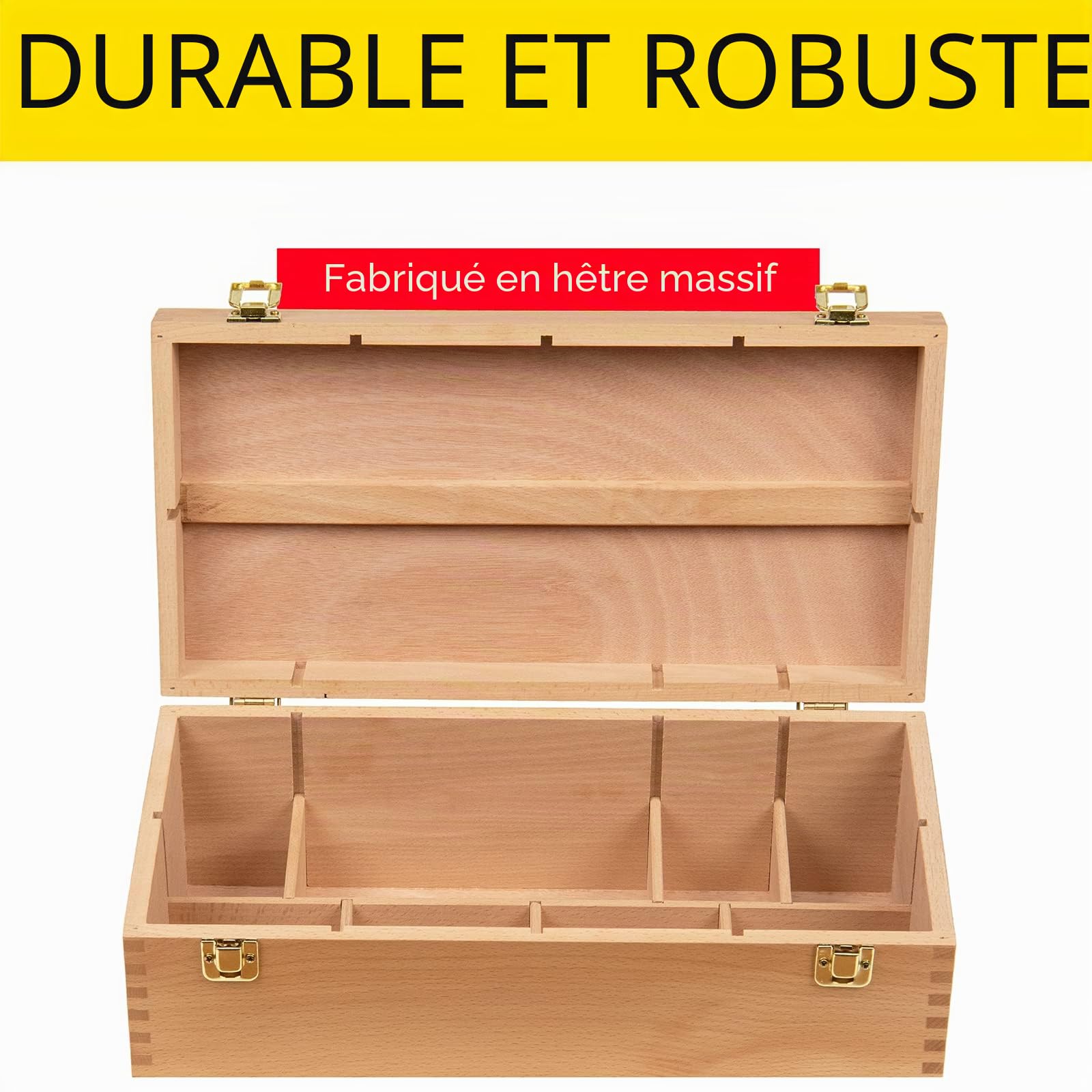 MEEDEN Grande boîte de rangement pour fournitures artistiques – Boîte à outils multifonction en bois de hêtre massif avec tiroir(s) pour pinceau, crayon, pastel, et autres fournitures artistiques,