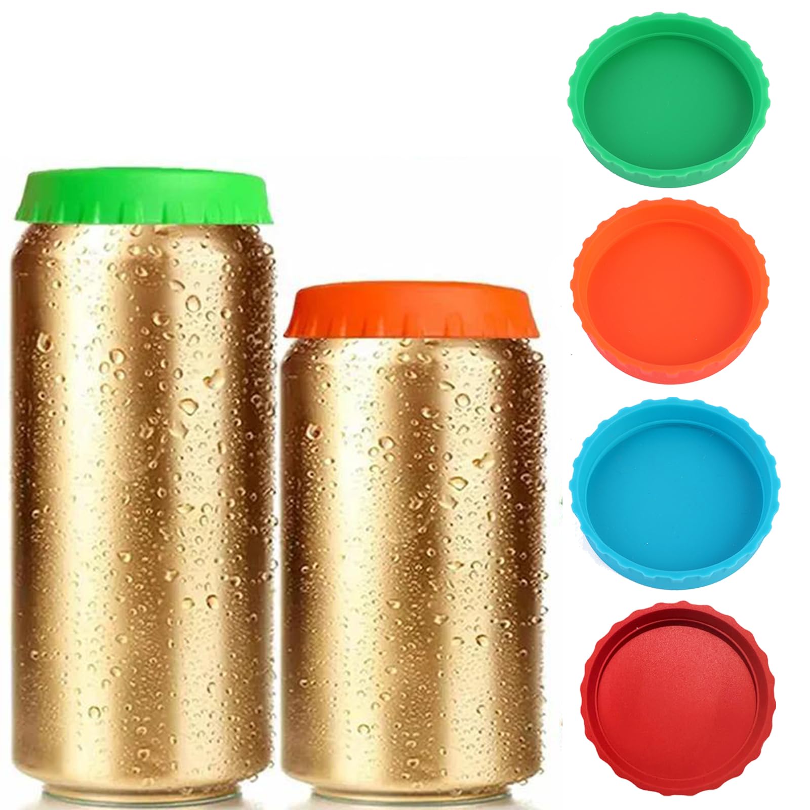 4PCS Silicone Can Lid, Standard Size Beer Coke Juice Energy Drink Covers, Food-Grade Spill-Proof Soda Saver Tops, Leak-Proof Sealer Caps for Beach, Camping, Fishing, Can Lids for Tins