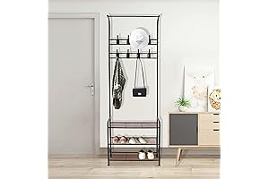 Bigzzia Entryway Coat Rack with Shoe Storage: 3-in-1 Space-Saving Solution