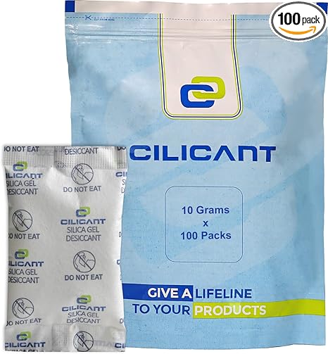 CILICAnT 10 Gram (100 Pcs) White Silica Gel Desiccant Packets for Moisture Absorption in Electronics Tools Product Storage and More (10 Gram X 100 Pcs = 1 Kg)