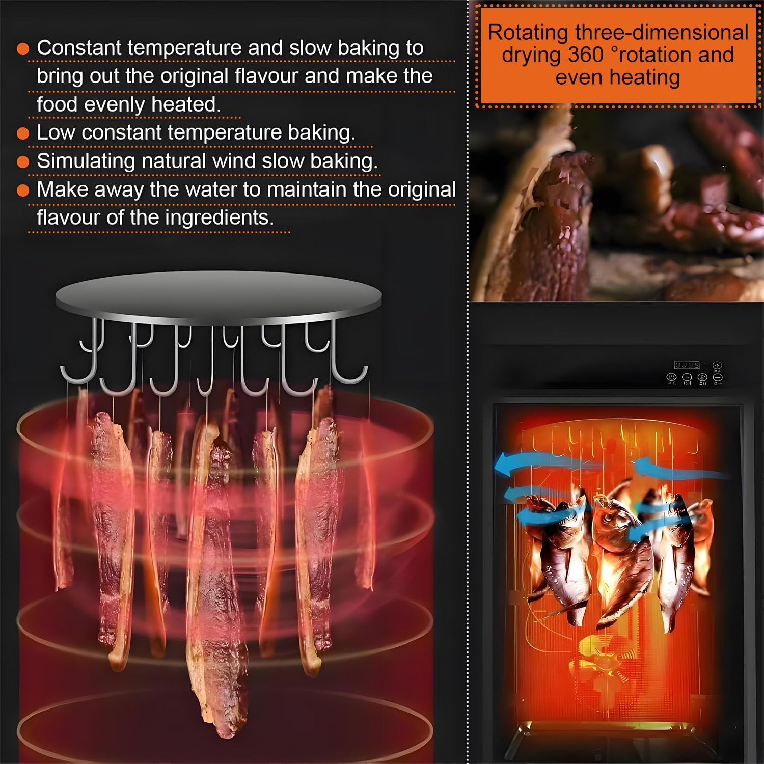 Essiccatore per Alimenti e Scatola per Biltong da 800 W, Armadio per Essiccazione in Acciaio Inossidabile, essiccatore per Alimenti per Carne secca con Controllo Digitale