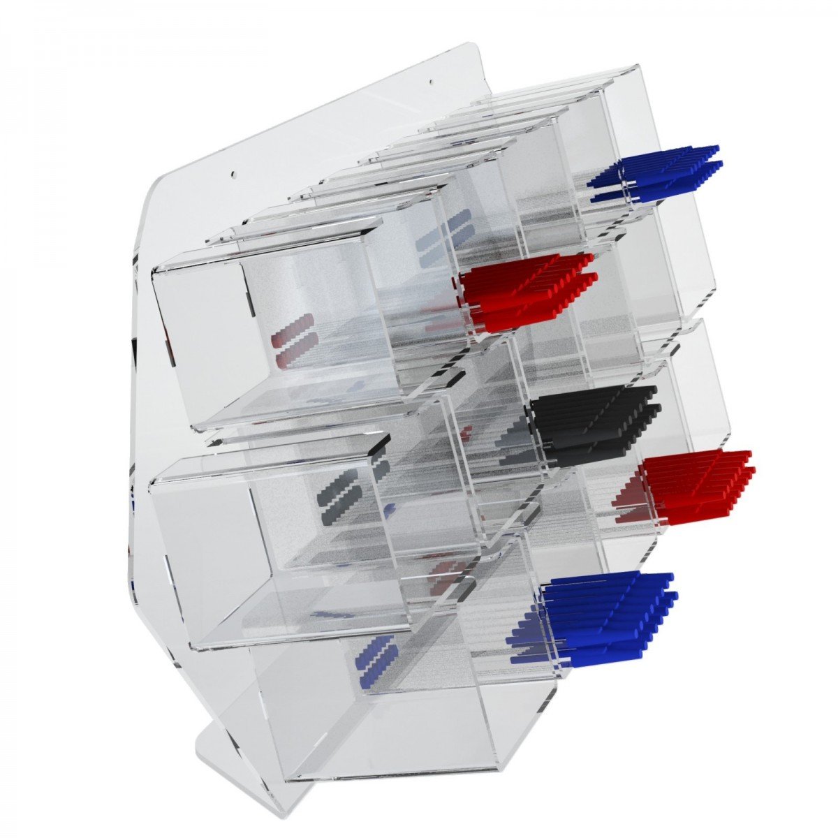Porta Penne da Parete in plexiglass Trasparente a 16 contenitori - Misure: 56 x 10 x H30 cm