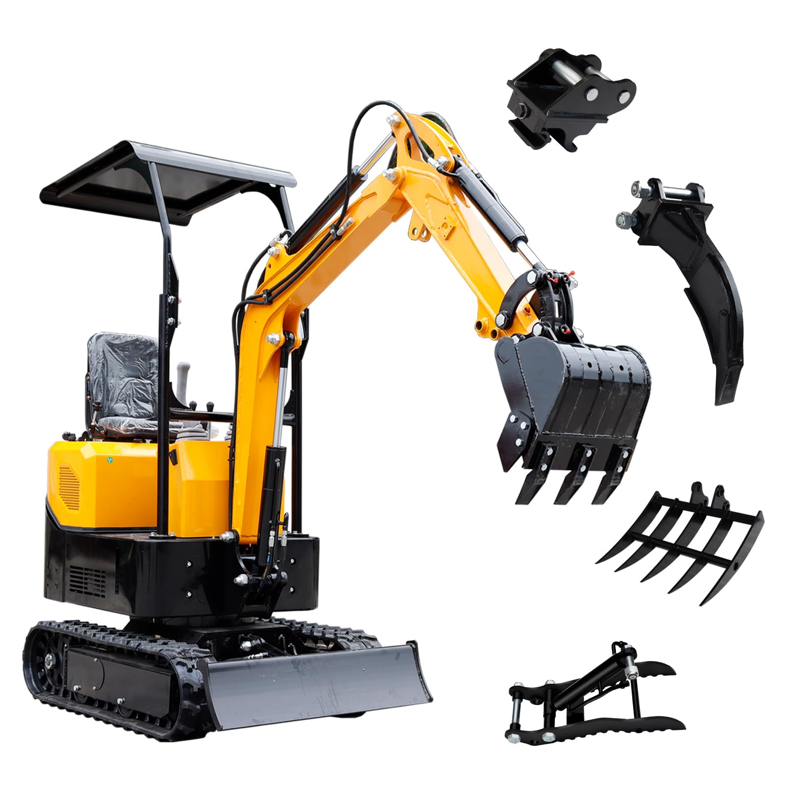 MMS 1 Ton Mini Excavator MS10C with 13.5 HP EPA B&S Gasoline Engine, Compact Backhoe Digger for Farm, Construction, Gardening, US in Stock