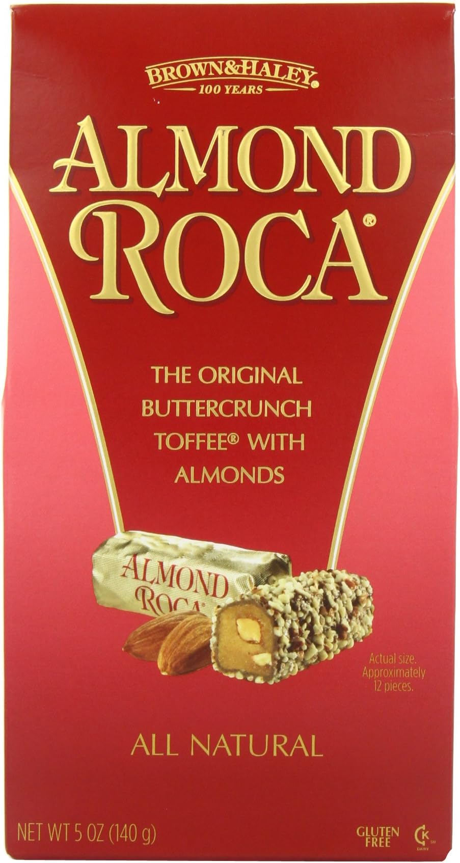 Almond Roca, Buttercrunch Toffee With Chocolate & Almonds, 5 Ounce Bags (Pack of 6)