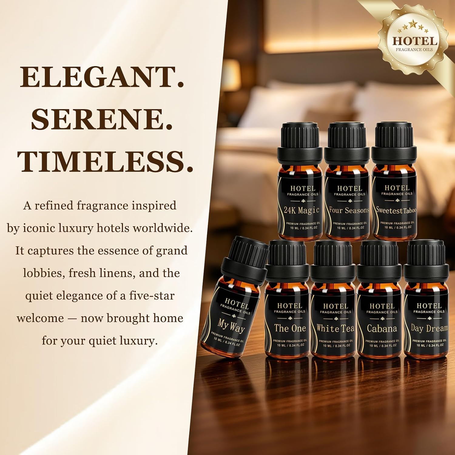Hotel Collection Diffuser Essential Oil Gift Set, Luxury 5-Star