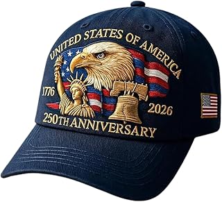 [Parlayildiz] Patriotic Hat Adjustable Eagle Design 4th of July Baseball Cap - Collectible Clothing Accessories for Walkin...