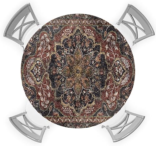 Mantel redondo de flores de mandala, ajustable, manteles elásticos impermeables para interiores y exteriores, mantel elástico para cena, fiesta,