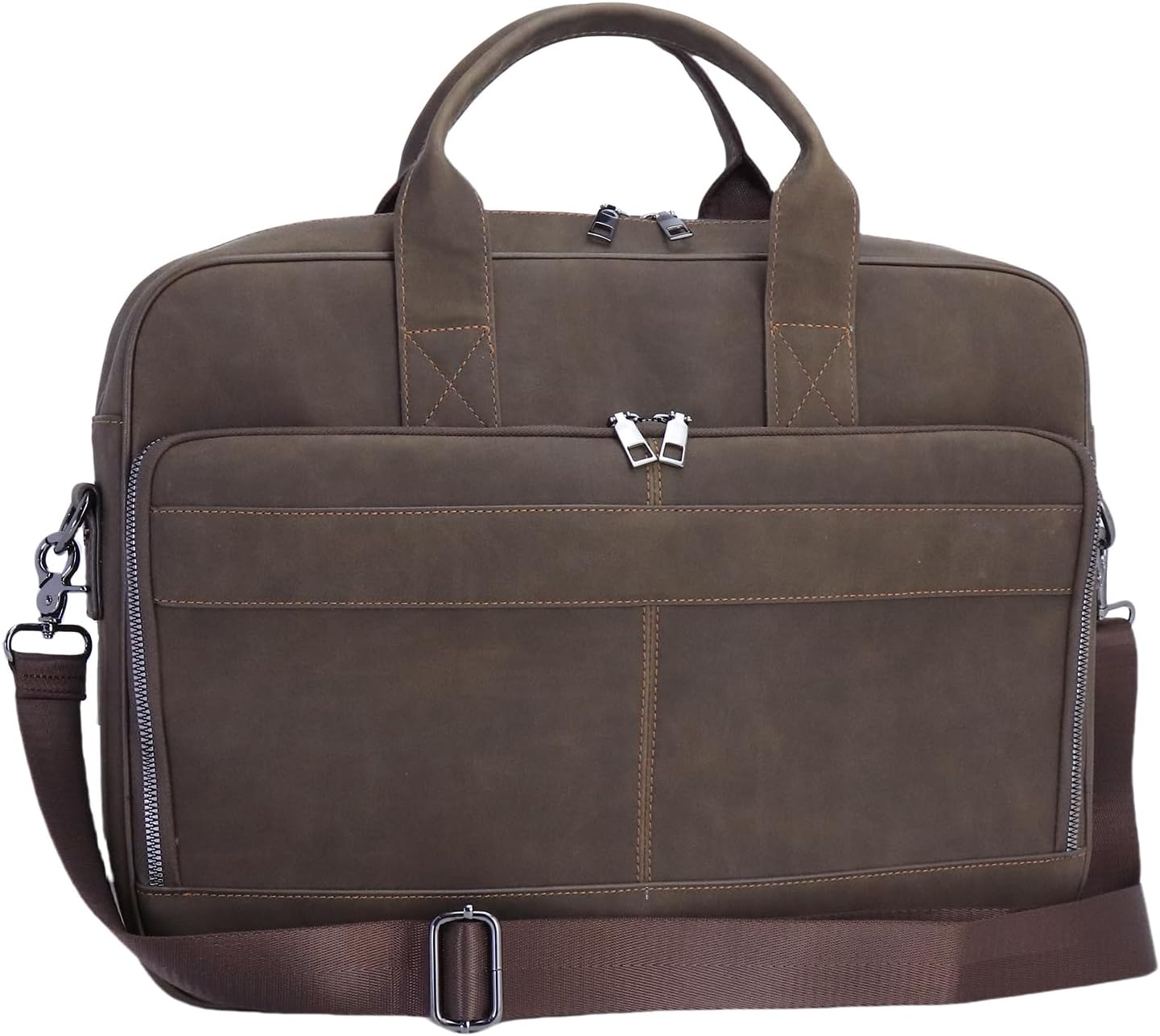 Vintage Faux Leather Briefcase: 15.6" Roomy/17 Compact Laptop Messenger Bag for Men - Crossbody Business Travel Satchel