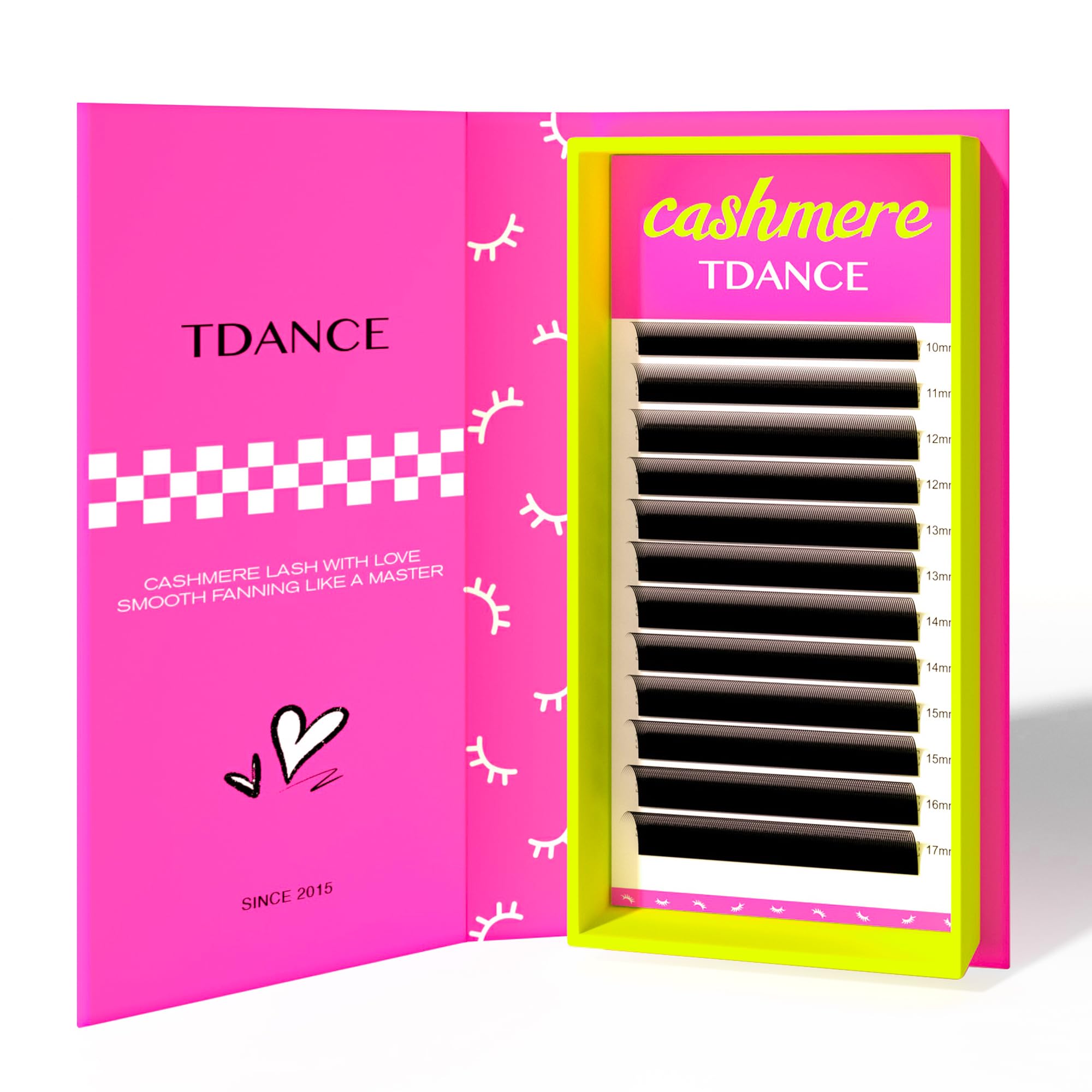 TDANCE Cashmere Lash Extensions Super Matte Black Classic Lash Extensions CC Curl 0.03mm Thickness 10-17mm Individual Volume Lash Extensions for Professional Salon Use(0.03-CC,10-17mm)