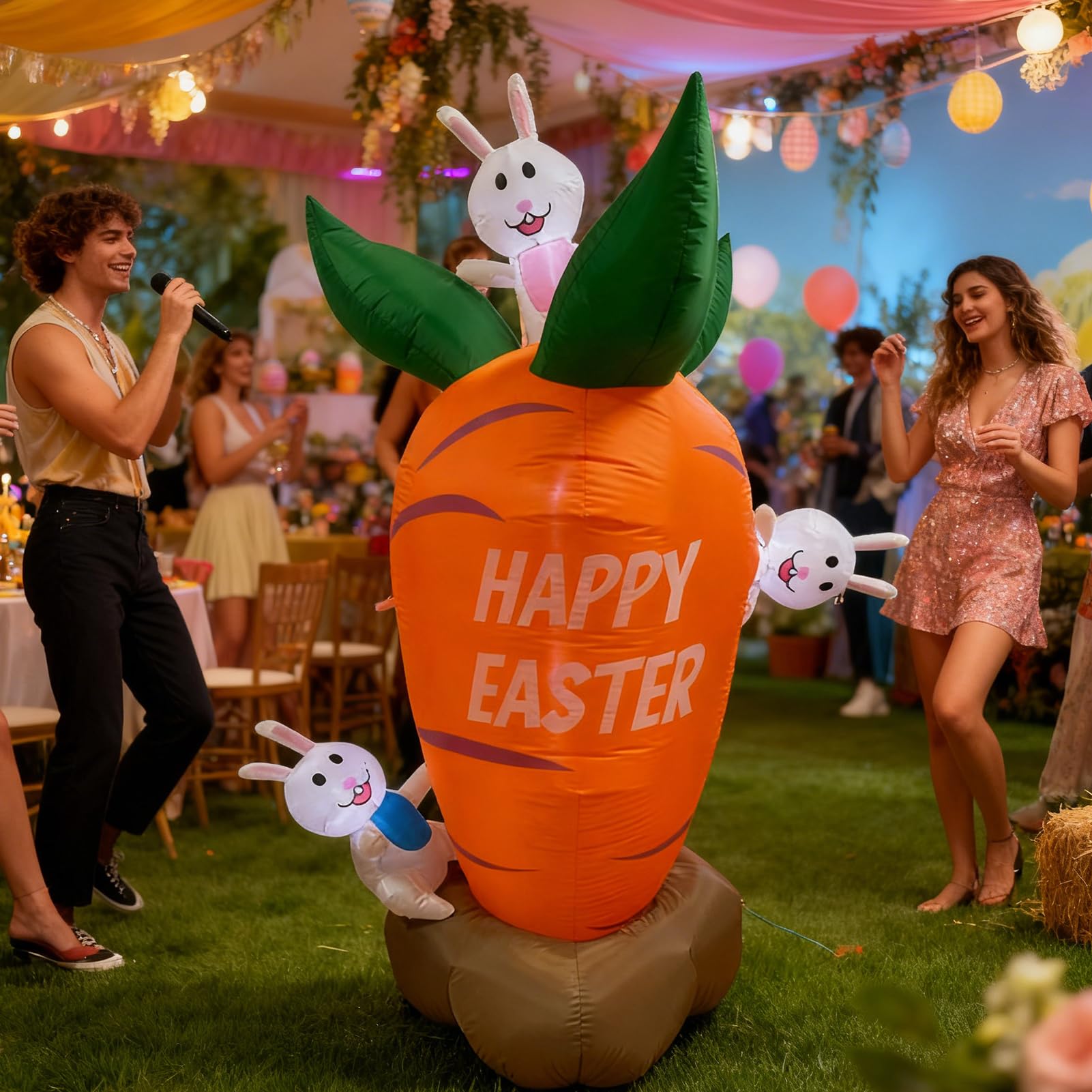 Outdoor Easter Inflatables Oświetlona Ozdoba Świąteczna -Marchewka 183 Cm | Wiosenna Ozdoba Dekoracja Na Trawę I Taras Na Podwórko Przed Domem Ganki Centra Handlowe